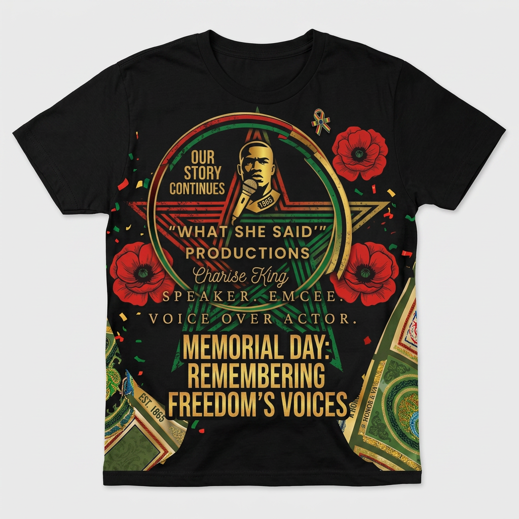 Memorial — Our Story Continues on a black t-shirt
